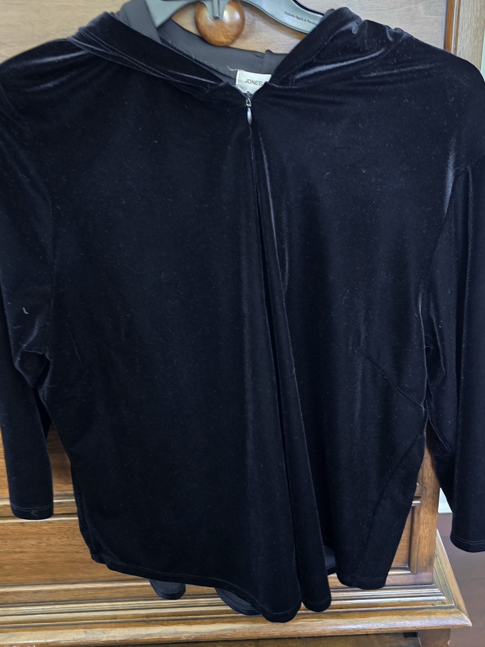 Jones New York Black Women's Hooded Zip Up Top